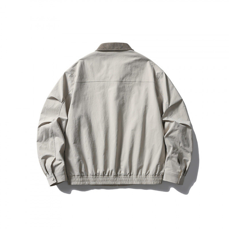 Men's Lightweight Harrington Jacket with Cord Collar and Elastic Hem Chichicherry