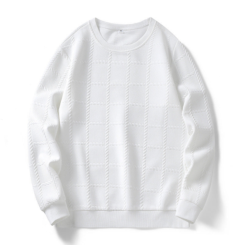 Men's finely structured round neck knitted pullover with check pattern and casual cut Chichicherry
