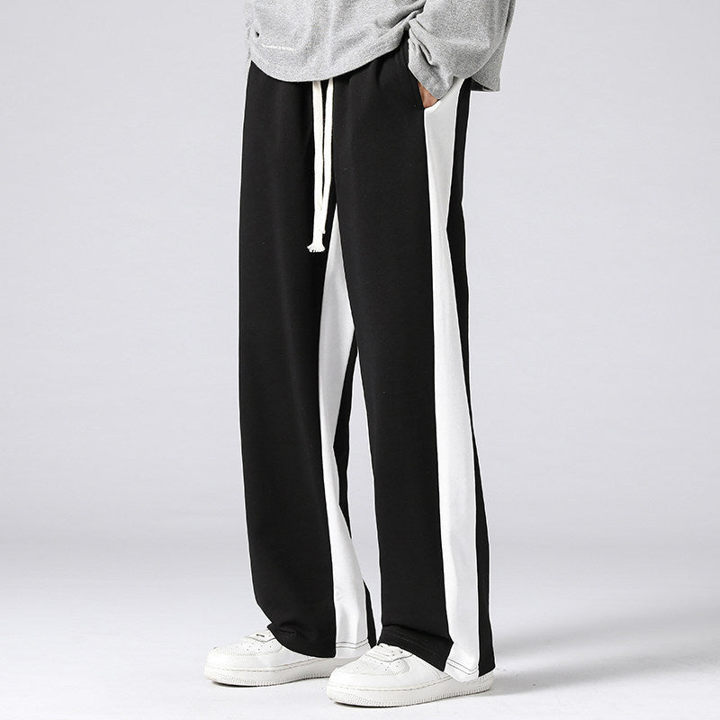 Men's Wide Trackpants with contrast side inserts, elastic waistband & drawstring Chichicherry