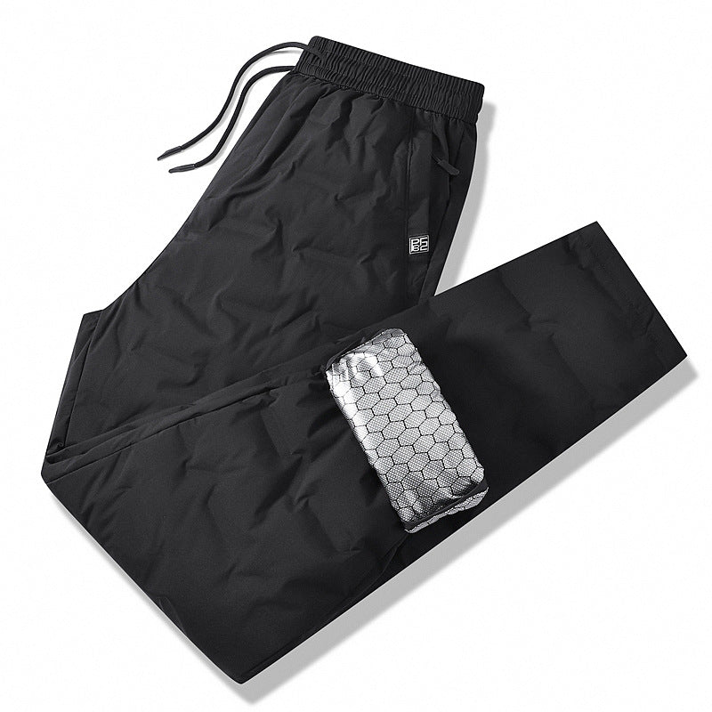 Men's Padded Thermal Pants with Quilting, Elastic Waistband and Zipper Pockets Chichicherry