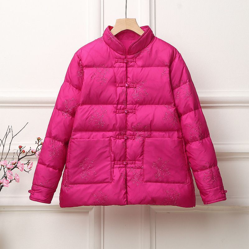Women's padded quilted jacket with stand-up collar and traditional button placket Chichicherry