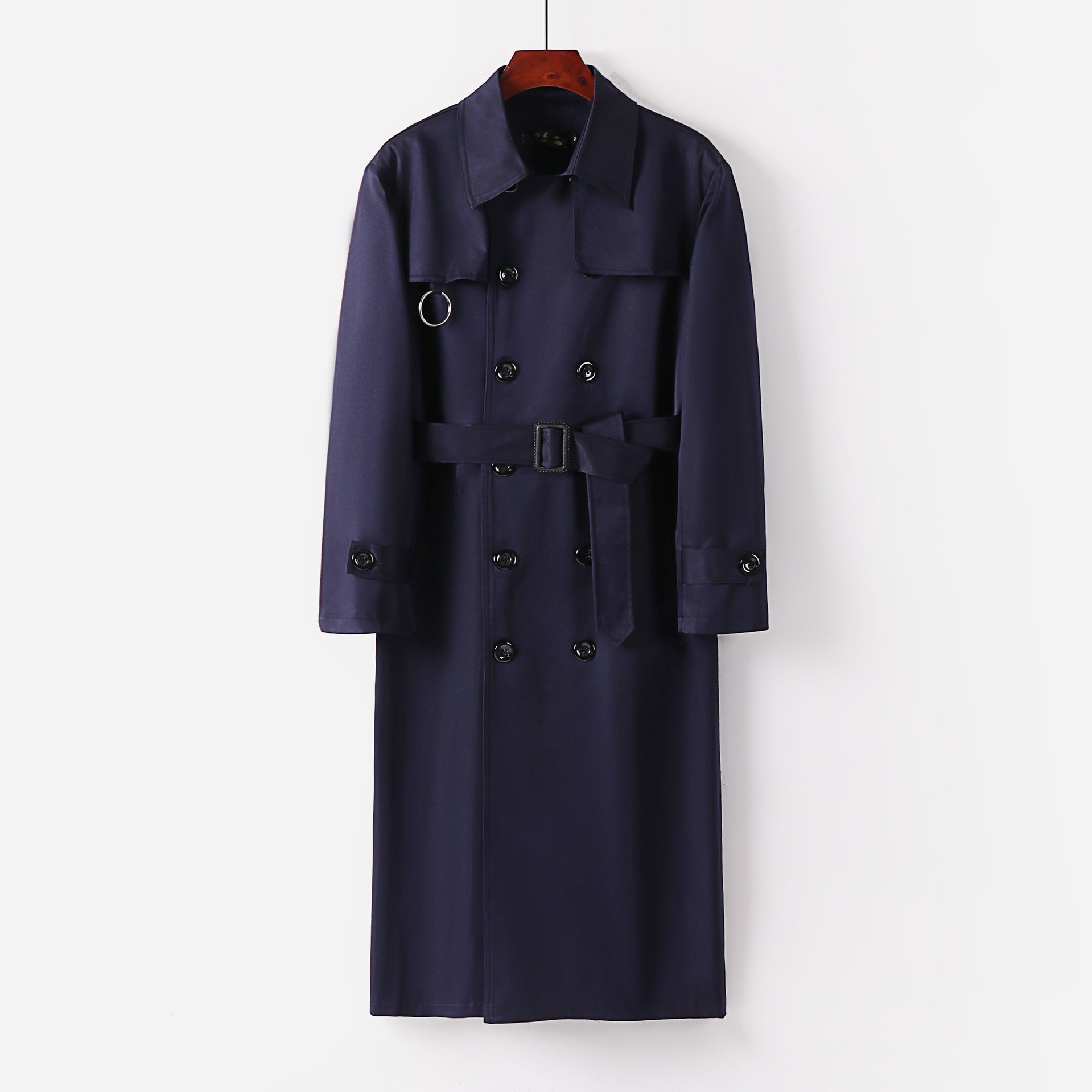 Men's Double-Breasted Lightweight Trench Coat with Waist Belt Chichicherry