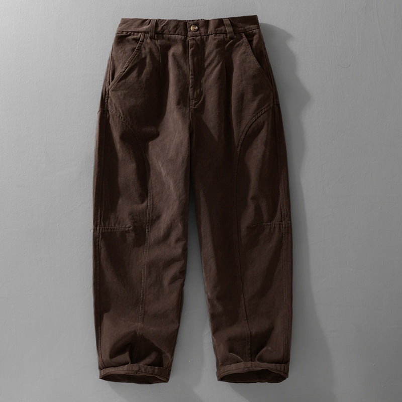 Men's Loose Utility-Style Cargo Pants with Reinforced Knee Panels and Tapered Leg Chichicherry