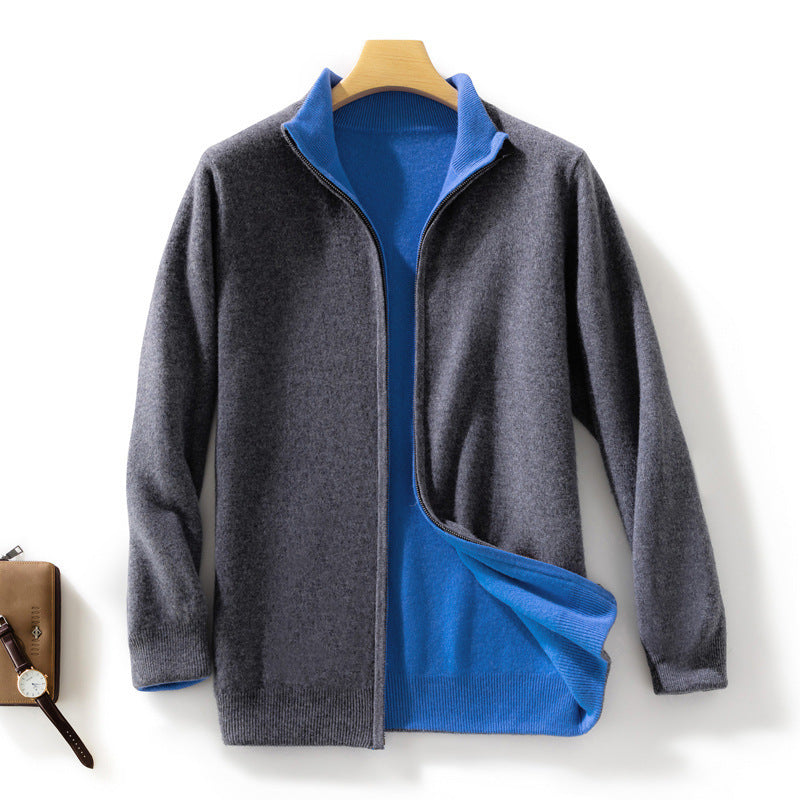 Women's Short-Cut Zip Knit Cardigan with Stand-Up Collar and Cashmere-Like Softness Chichicherry