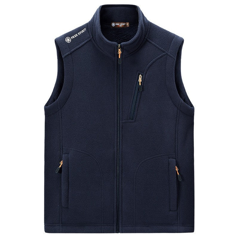 Men's fleece thermal vest with organizer chest pocket and wind-resistant structure Chichicherry