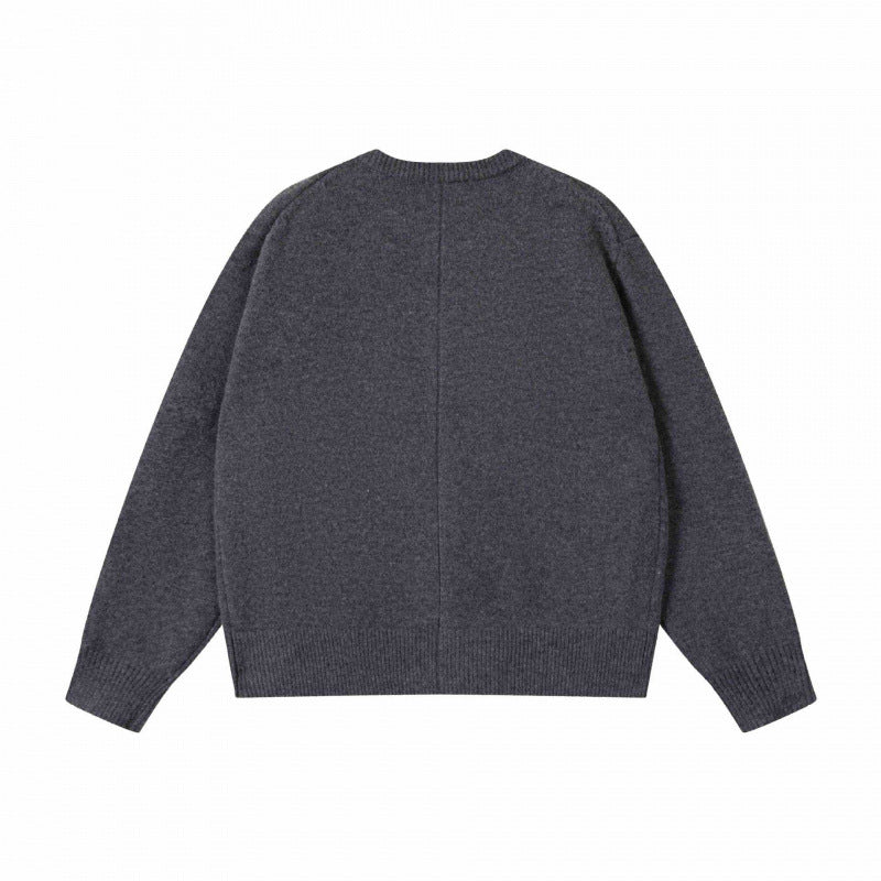 Unisex Boxiger Fine Knit Cardigan with Round Neck and Continuous Button Placket Chichicherry