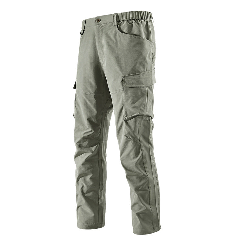 Men's Robust-Constructive Cargo Trekking Pants with Elastic Waistband and Multiple Pockets Chichicherry