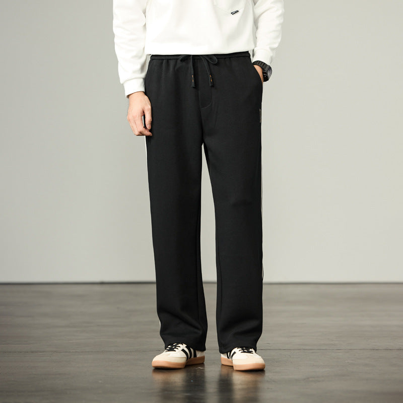 Men's Casual Jogging Pants with Wide Leg, Drawstring and Side Pockets Chichicherry