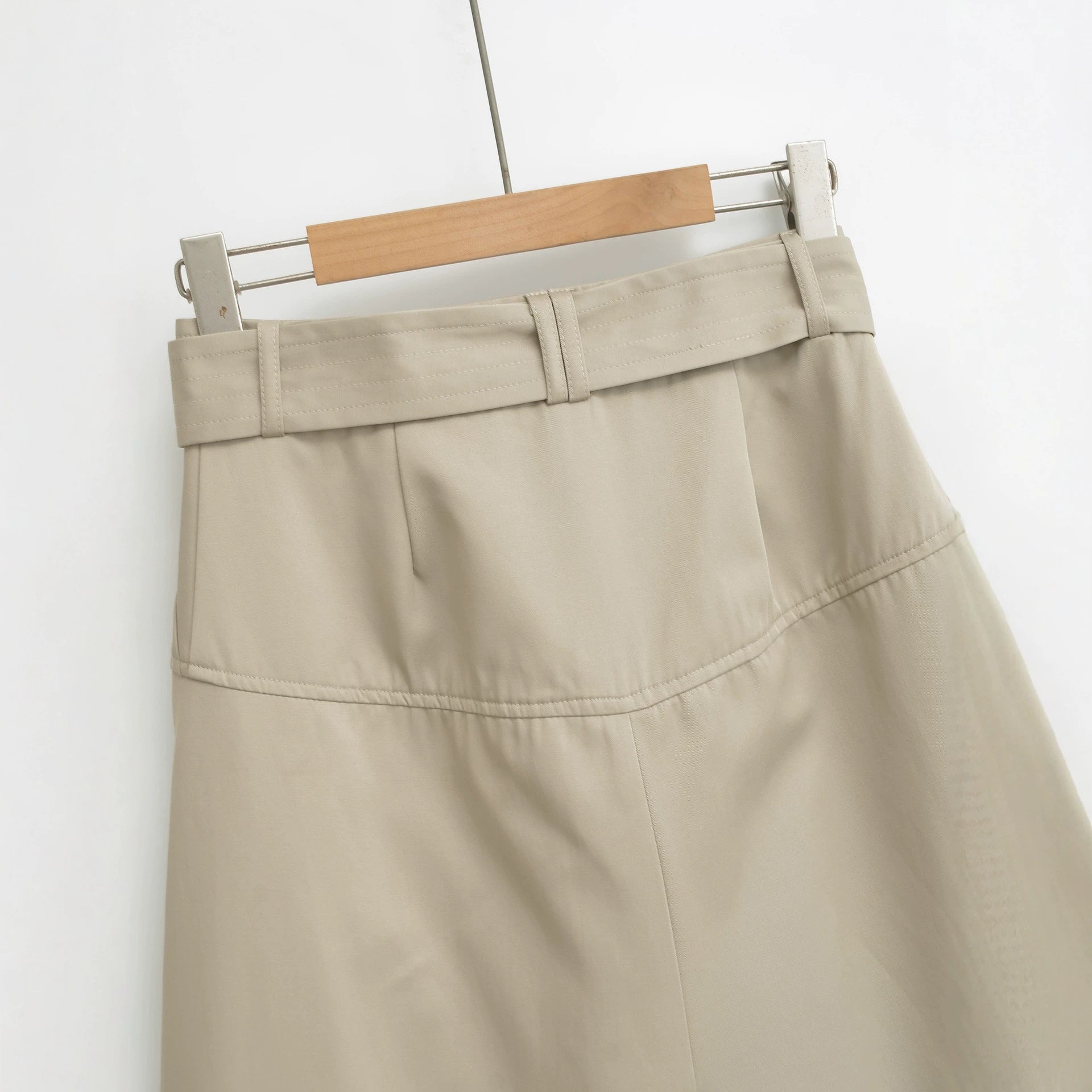 Women's Asymmetrical Trench Skirt with Waist Belt and Decorative Buttons Chichicherry