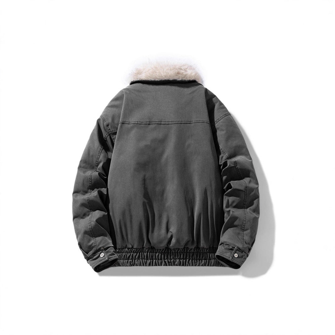 Men's padded bomber jacket with cozy faux fur collar and multiple pockets Chichicherry