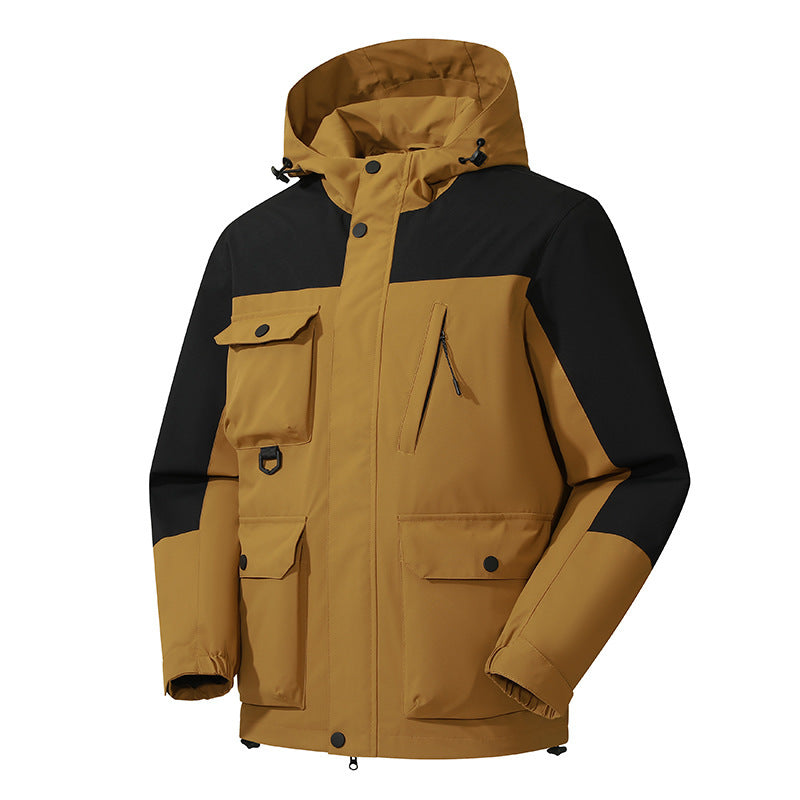 Men's Technical Utility Field Jacket with Hood, Multiple Pockets and Wind-Resistant Shell Chichicherry