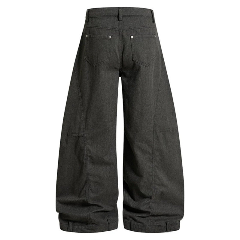 Women's Wide High-Waist Culotte Cargo Balloon Pants with Draping and Adjustable Hem Chichicherry