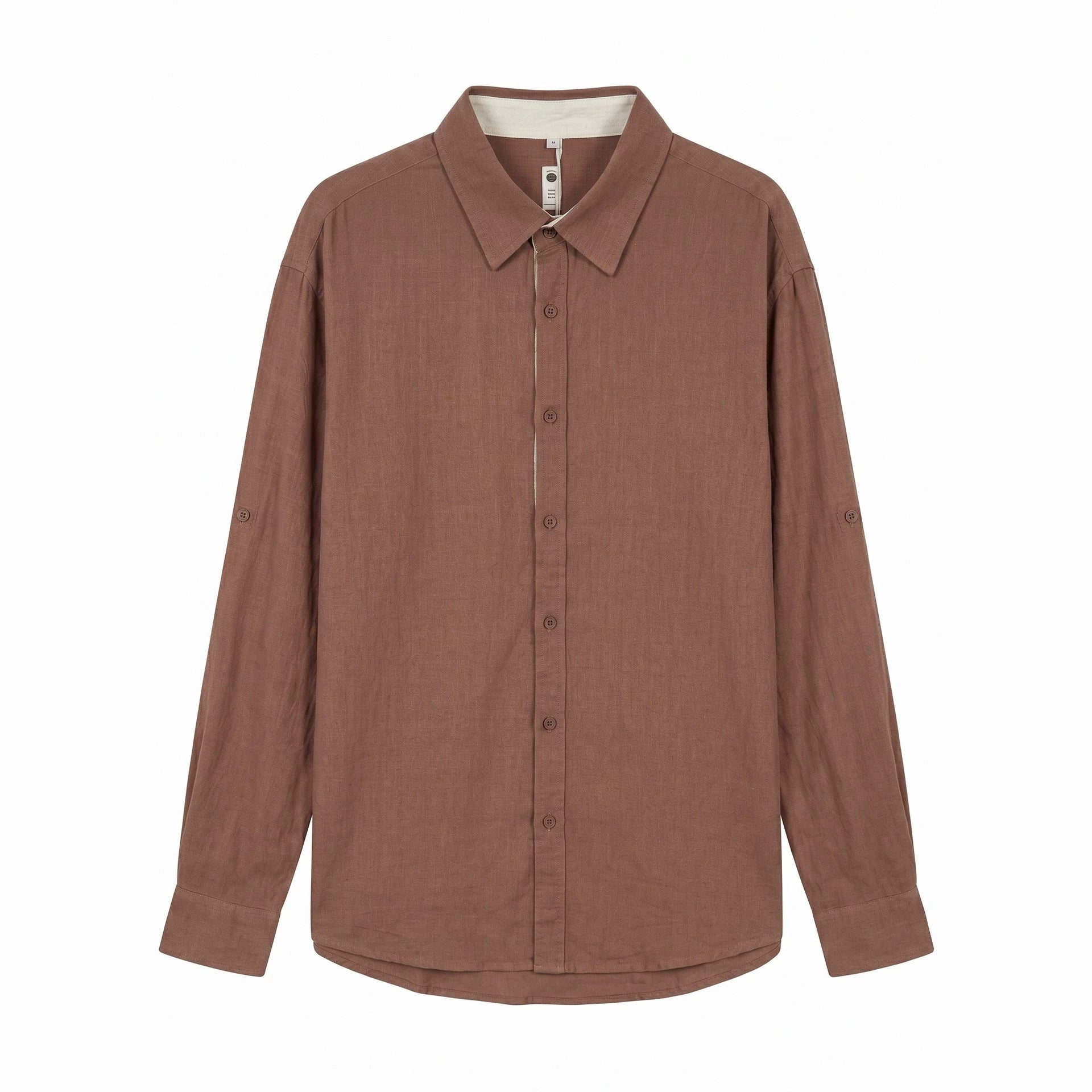 Unisex Lightweight Oversized Shirt in Linen Look with Kent Collar and Sleeve Tab Chichicherry