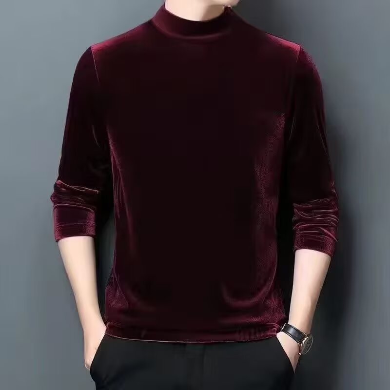 Herren Feiner Samt-Halbrollkragenpullover Slim-Fit Chichicherry