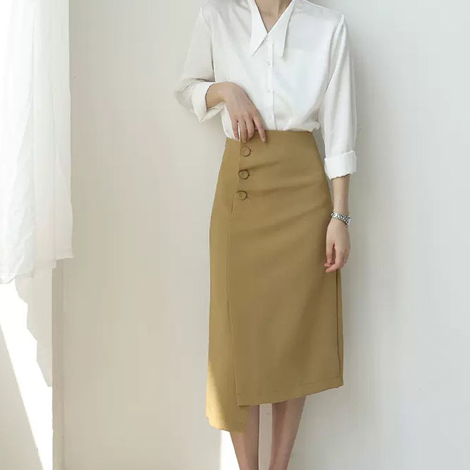 Ladies Elegant Pencil Skirt with Asymmetrical Cut Chichicherry