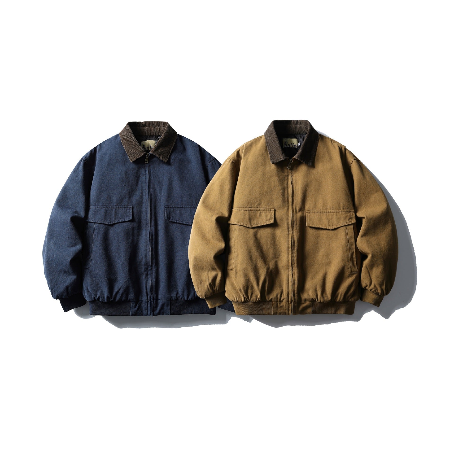 Men's Robust Canvas Jacket with Cord Collar and Utility Pockets Chichicherry