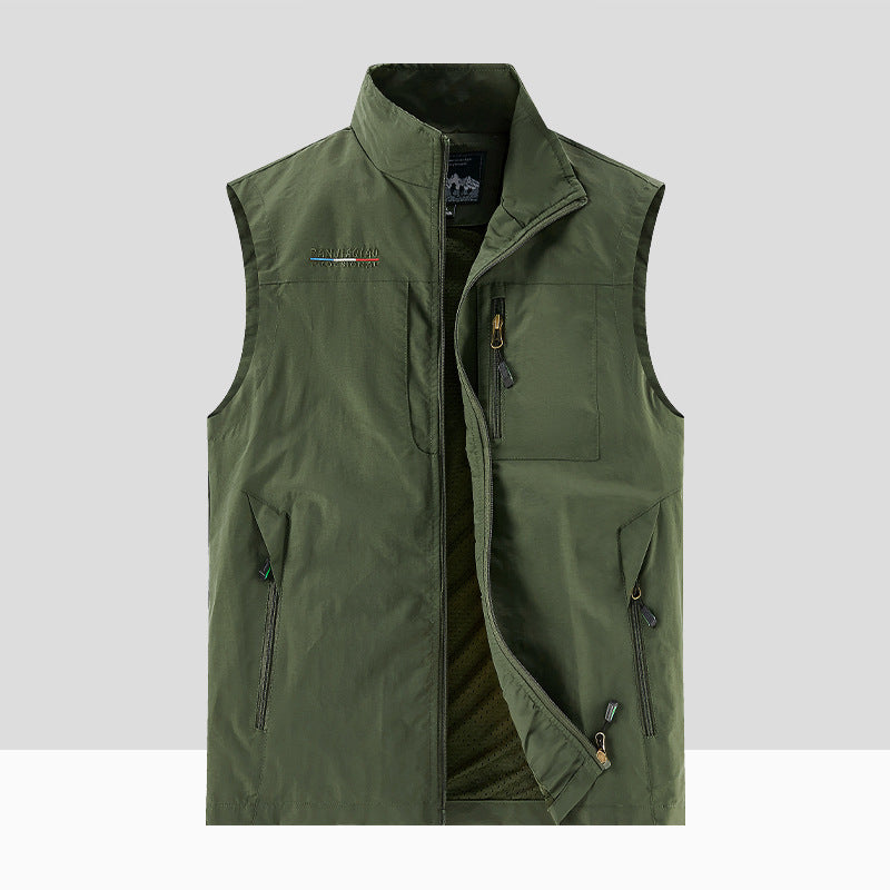 Men's Technical Outdoor Vest with breathable mesh lining, zippered pockets & standing collar Chichicherry
