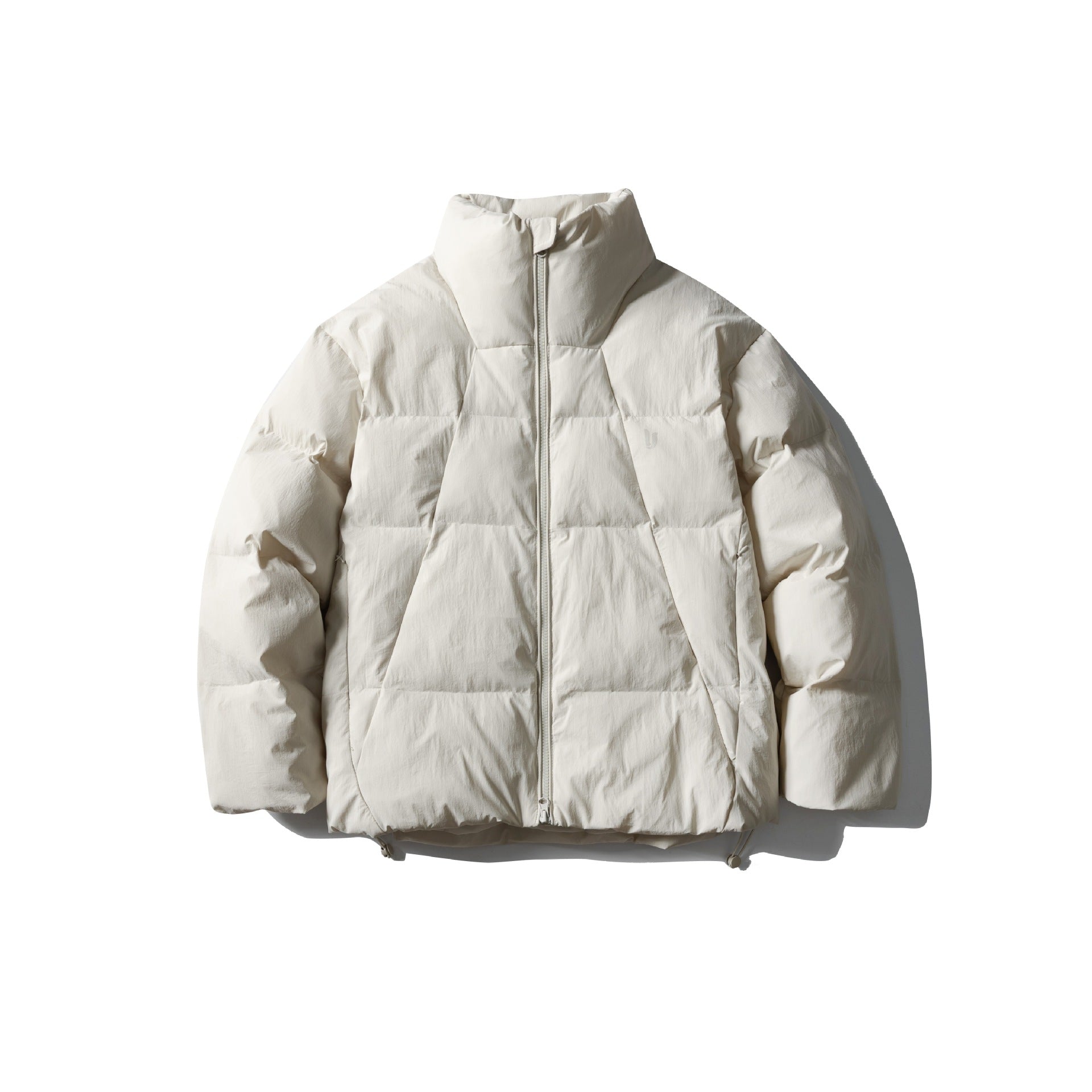 Unisex short-cut square quilted puffer jacket with high funnel collar and adjustable hem Chichicherry