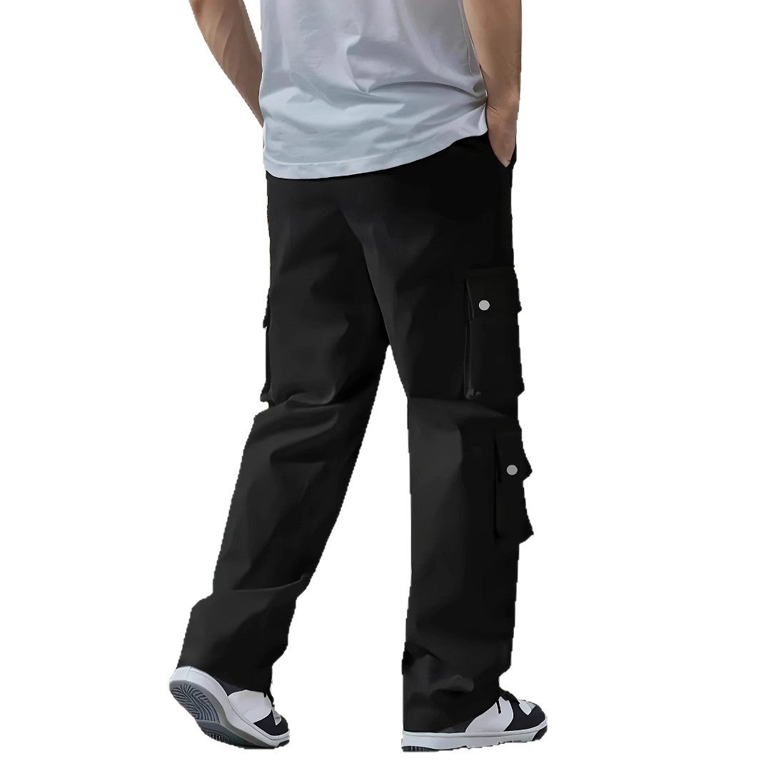 Men's Loose Fit Cargo Pants with Multiple Flap and Utility Pockets & Drawstring Waist Chichicherry