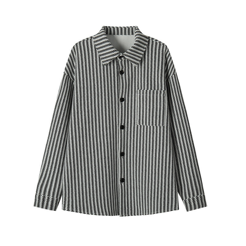 Men's Textured Overshirt-Jacket made of Knit with Kent Collar Chichicherry