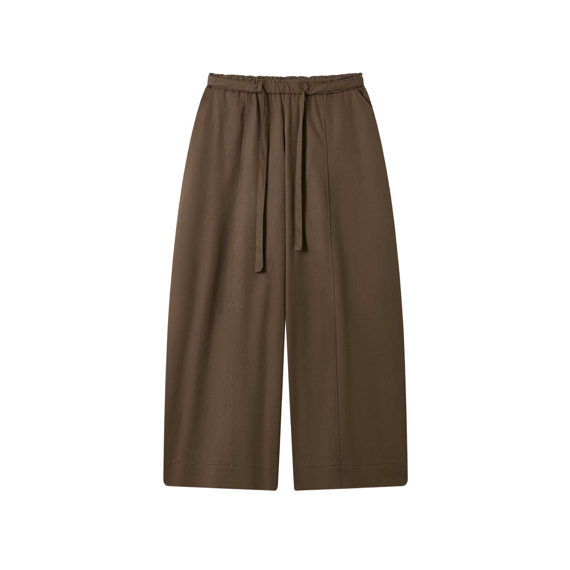 Women Culotte Pants with High Waist Wide Leg and Tied Belt Chichicherry