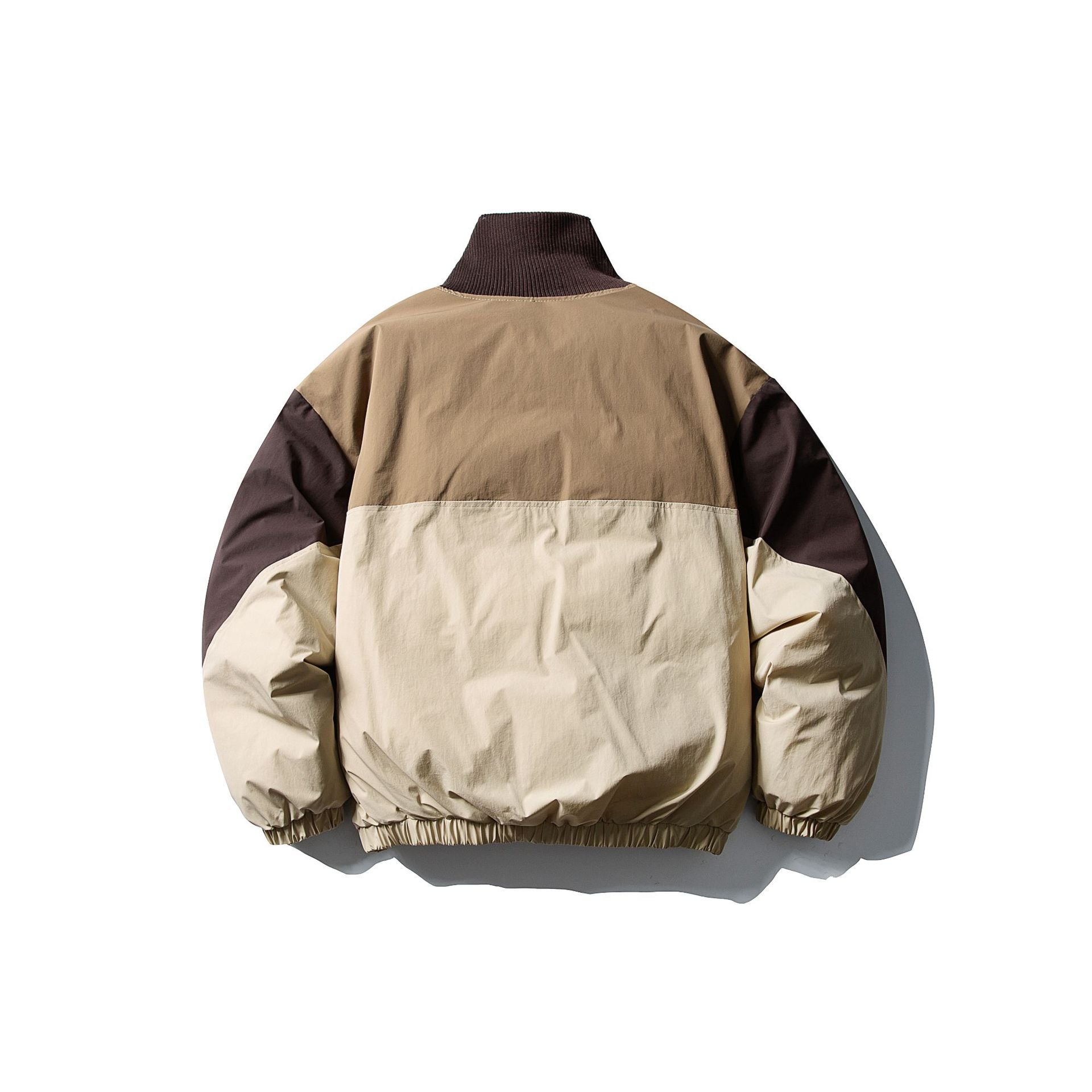 Men's Quilted Boxy Bomber with High Ribbed Collar and Elastic Hem Chichicherry