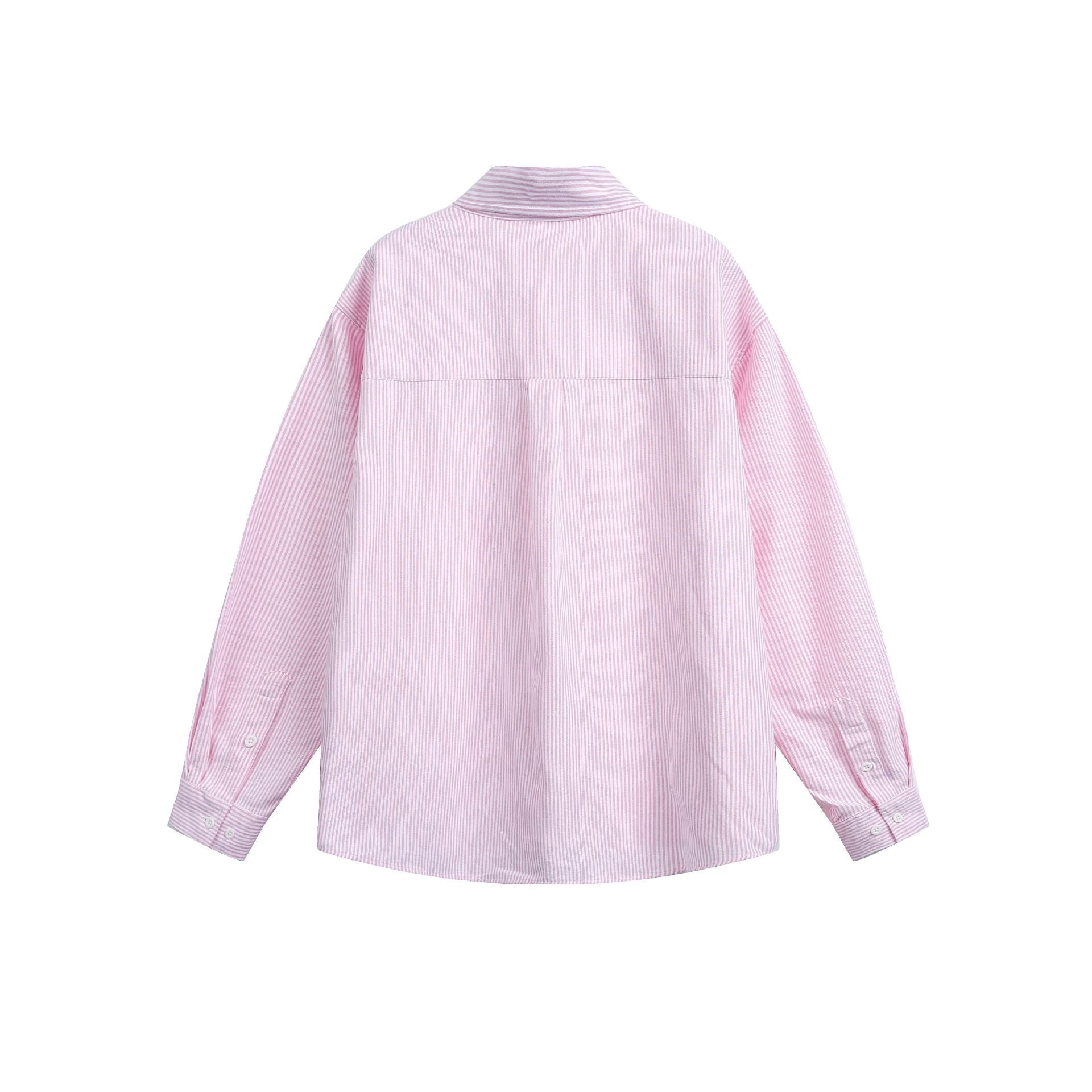 Women loosely cut shirt blouse with fine striped texture, Kent collar and chest pocket Chichicherry