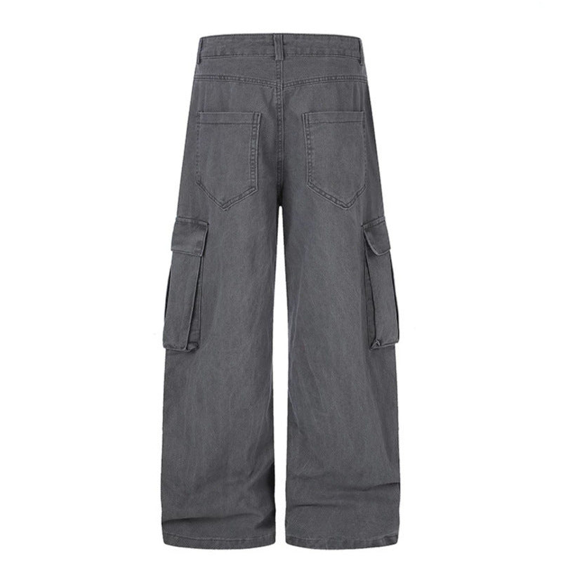 Women's cargo palazzo pants made of cotton blend with wide legs, patch flap pockets and belt print Chichicherry