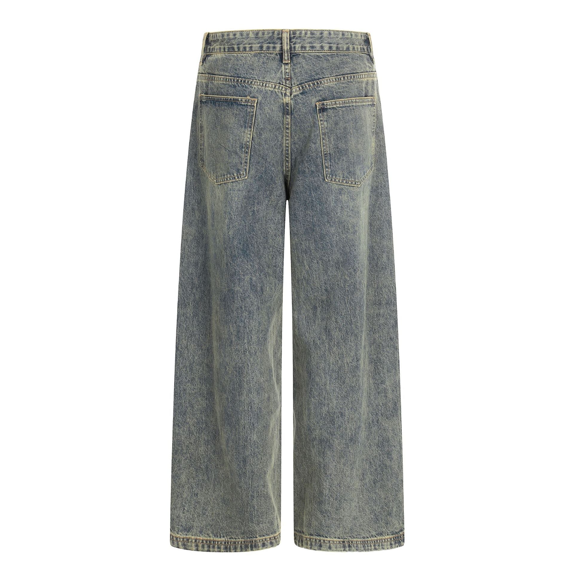 Women High-waisted Cropped Denim Culotte with Wide Leg and Used Finish Chichicherry