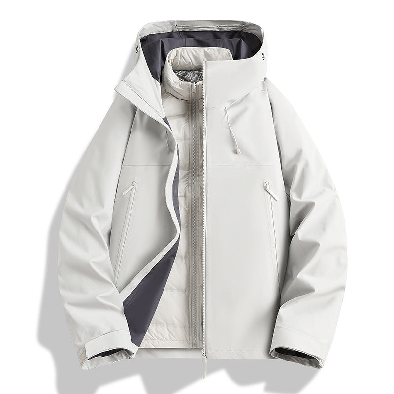 Men's Waterproof Softshell Outdoor Jacket with Adjustable Hood and Breathable Membrane Chichicherry