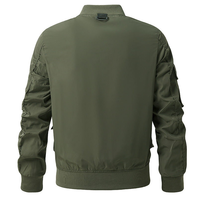 Men's utility bomber jacket with multifunctional pocket system and lightweight nylon material Chichicherry