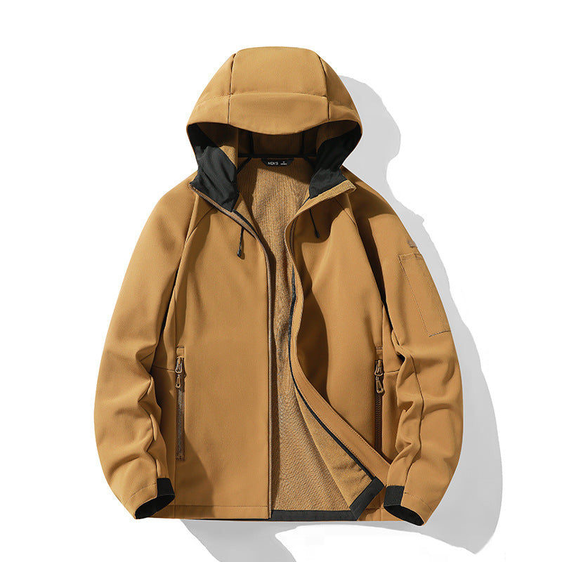 Women's softshell jacket with hood and fleece lining, windproof water-repellent Chichicherry
