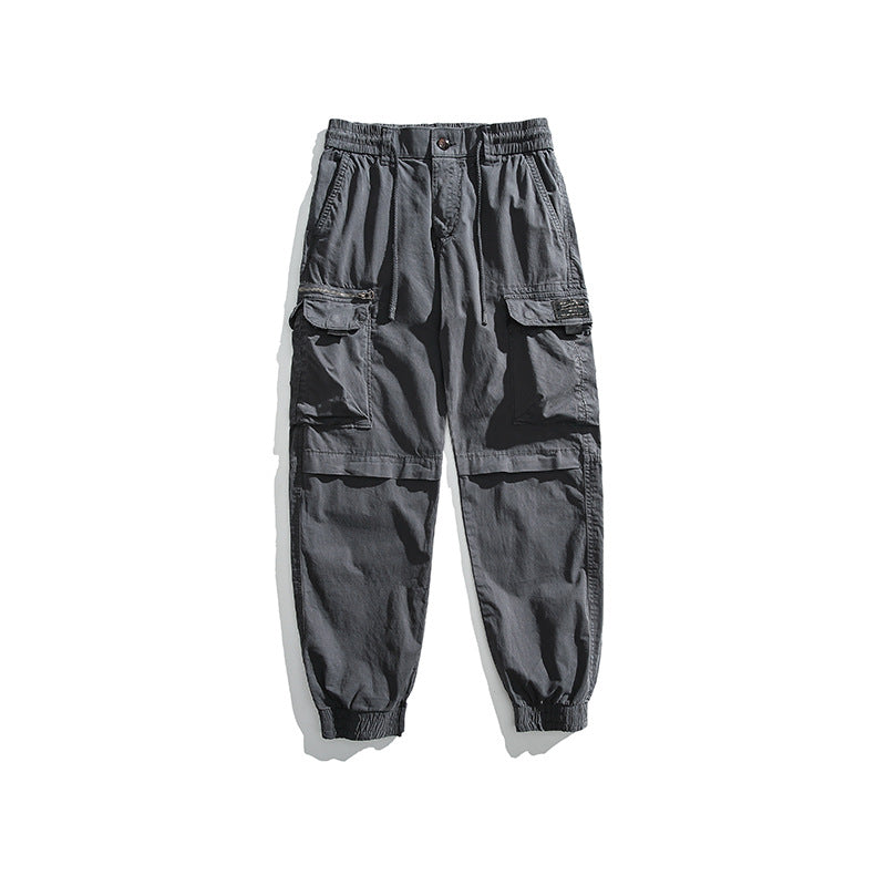 Men's cargo jogger pants with elastic waistband and multifunctional flap pockets Chichicherry