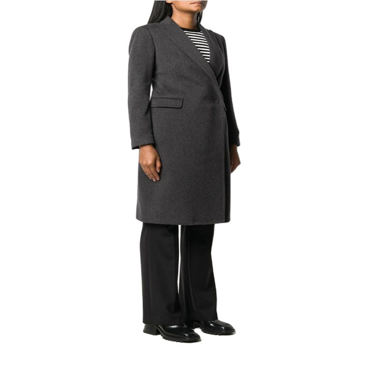 Women Slim Tailored Long Coat with Shawl Collar, fitted seam guidance and concealed button placket Chichicherry