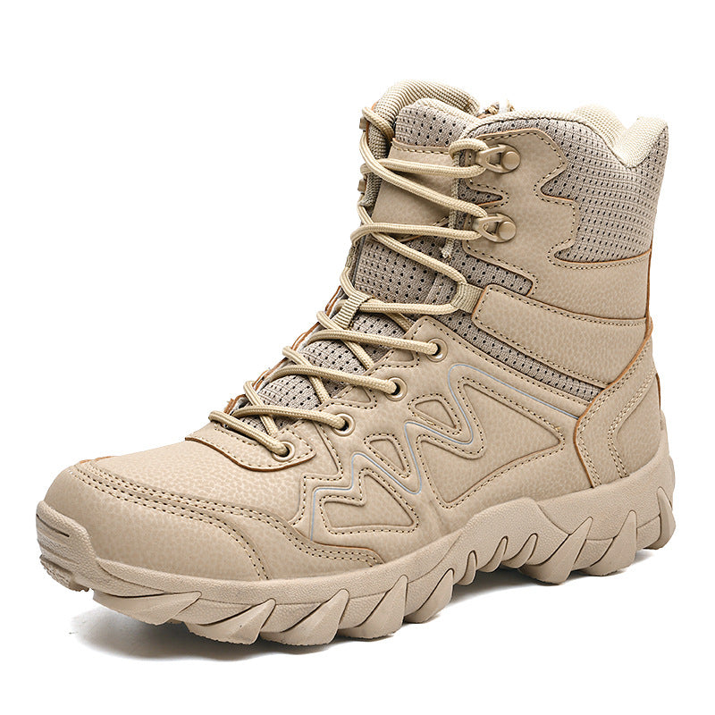 Men's Breathable Desert Deployment Boots with Side Zipper and Profiling Offroad Grip Chichicherry