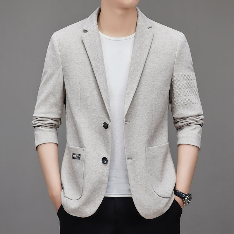 Men's Lightweight Casual Blazer with Three-Quarter Sleeves and Patch Pockets Chichicherry