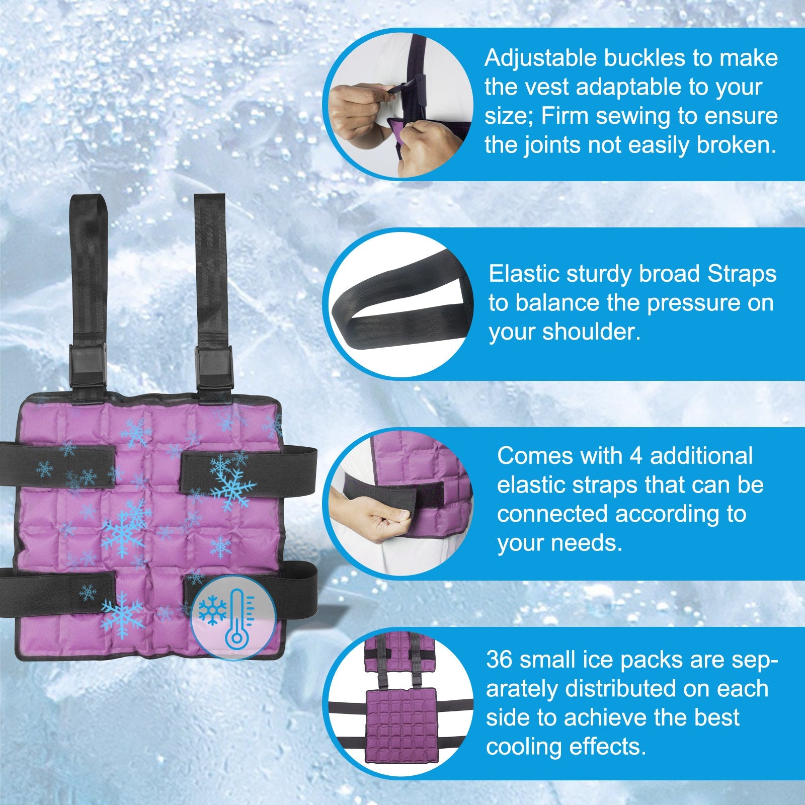 Unisex nan cooling ice vest with reusable gel packs and adjustable Velcro straps Chichicherry