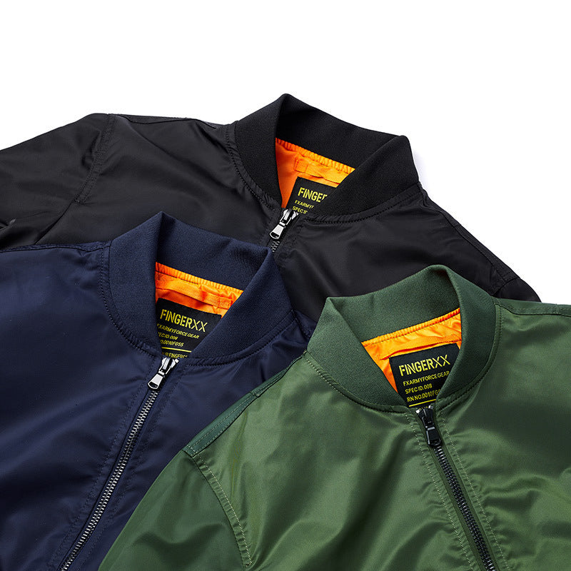 Men's Modern Nylon Flight Bomber with Contrasting Lining, Sleeve Pocket, and Elastic Ribbed Cuffs Chichicherry