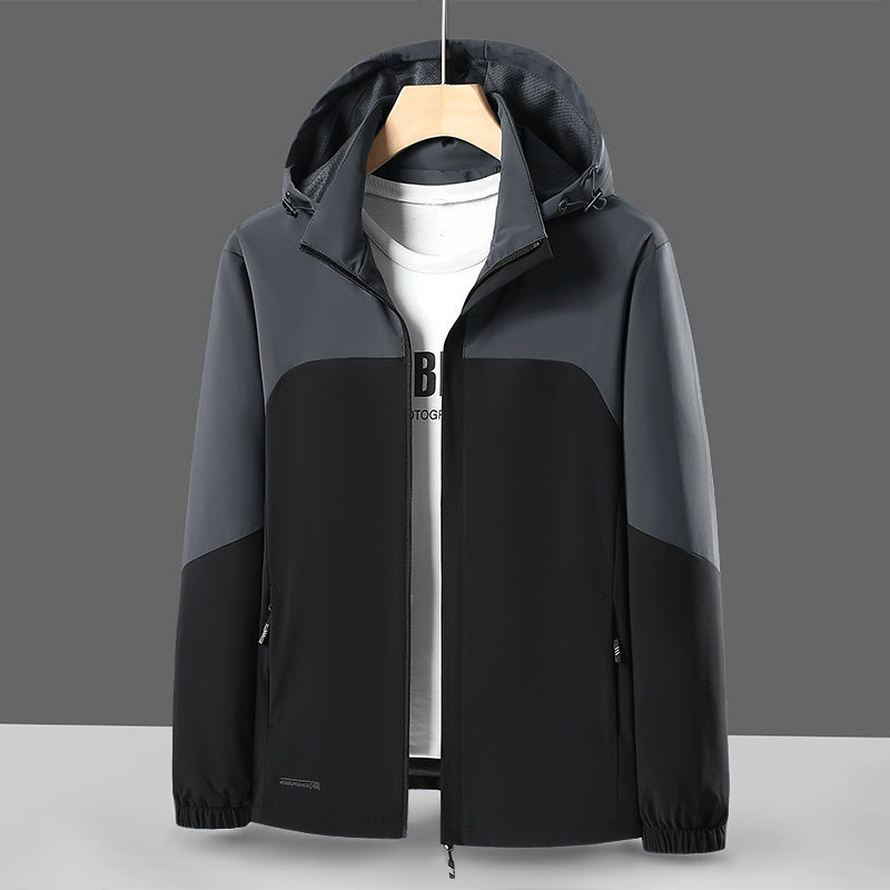 Men's Lightweight Softshell Windbreaker with Hood, Water-Repellent Membrane and Zipper Pockets Chichicherry