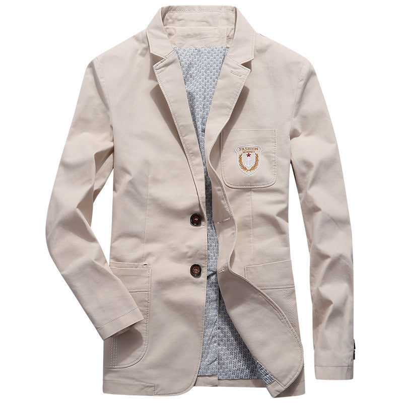 Men's casual cotton blazer in worker style with chest patch and applied pockets Chichicherry