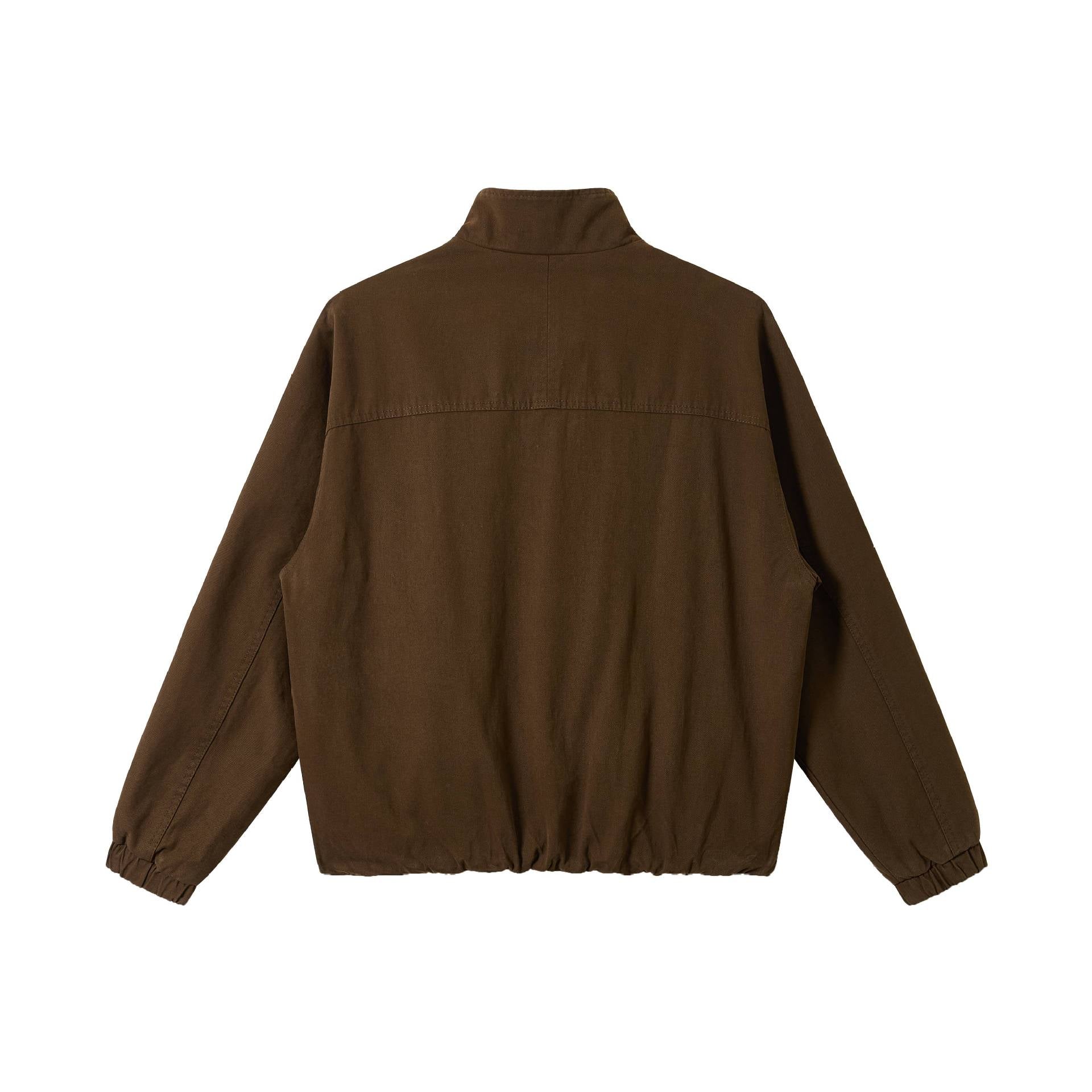 Men's Boxy Canvas Field Blouson with High Stand Collar and Elastic Hem