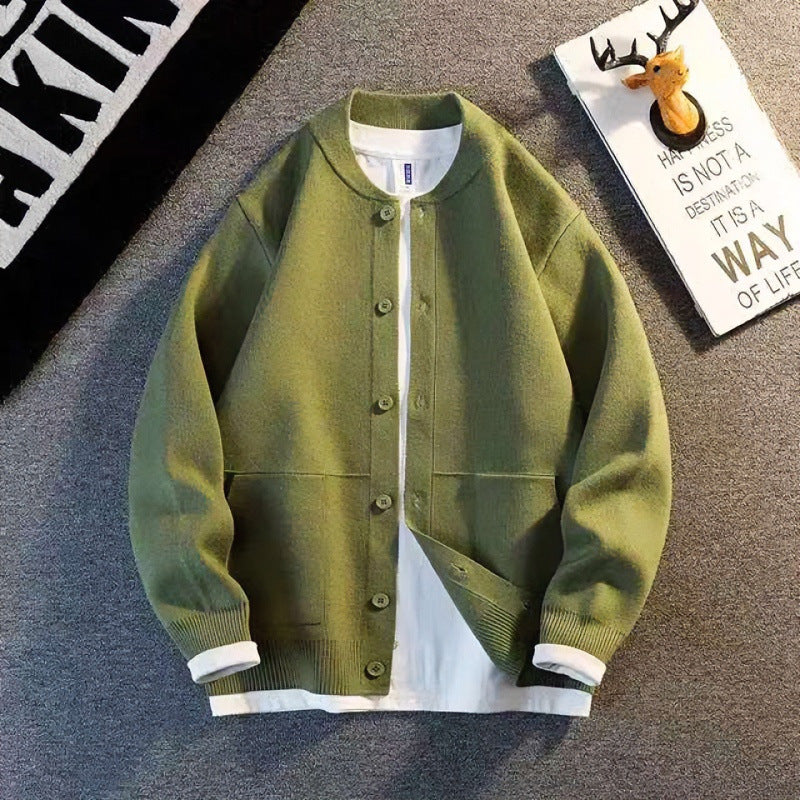 Unisex Feinstrick-Cardigan mit Rundhals, aufgesetzten Taschen und Rippbündchen Chichicherry