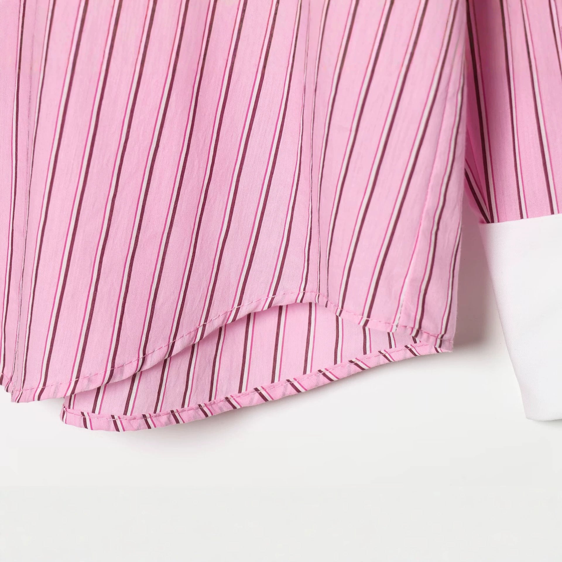 Women Oversize Shirt Blouse with Contrast Collar and Cuffs Chichicherry