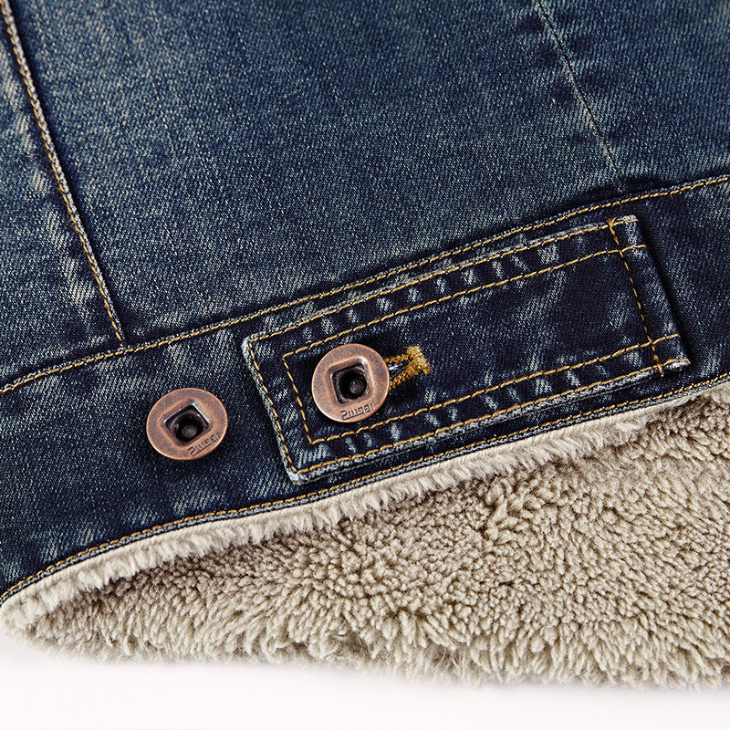 Men's Denim Jacket with Sherpa Lining and Warm Teddy Inner Layer Chichicherry