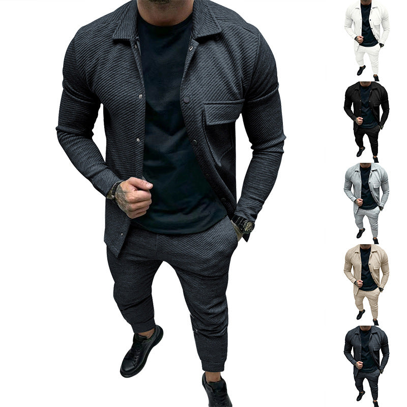 Men's Structured Jersey Leisure Set with Overshirt and Tapered Jogging Pants Chichicherry