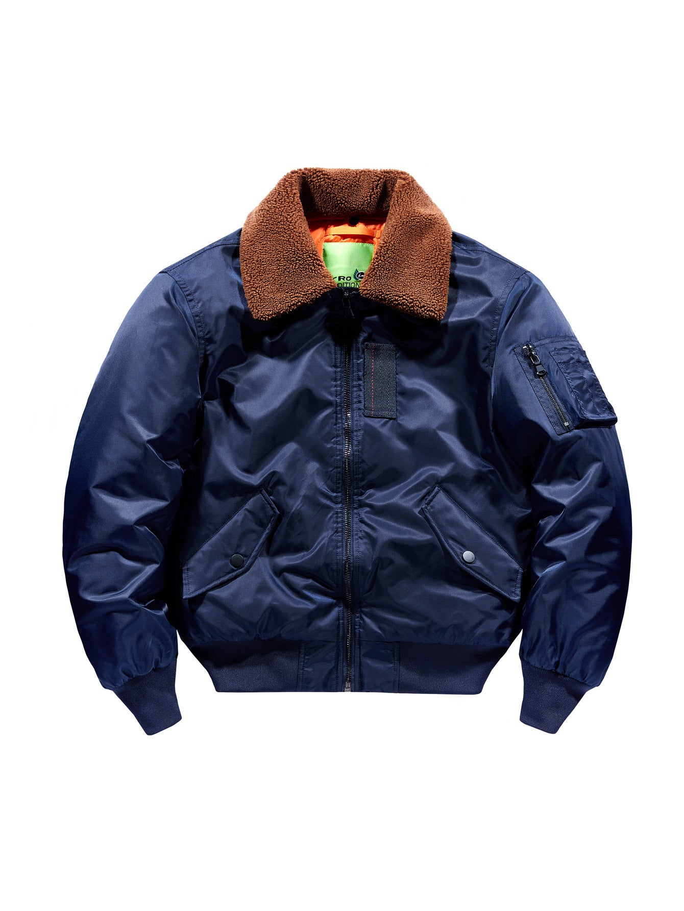 Men's pilot bomber jacket with teddy collar and utility arm pocket Chichicherry