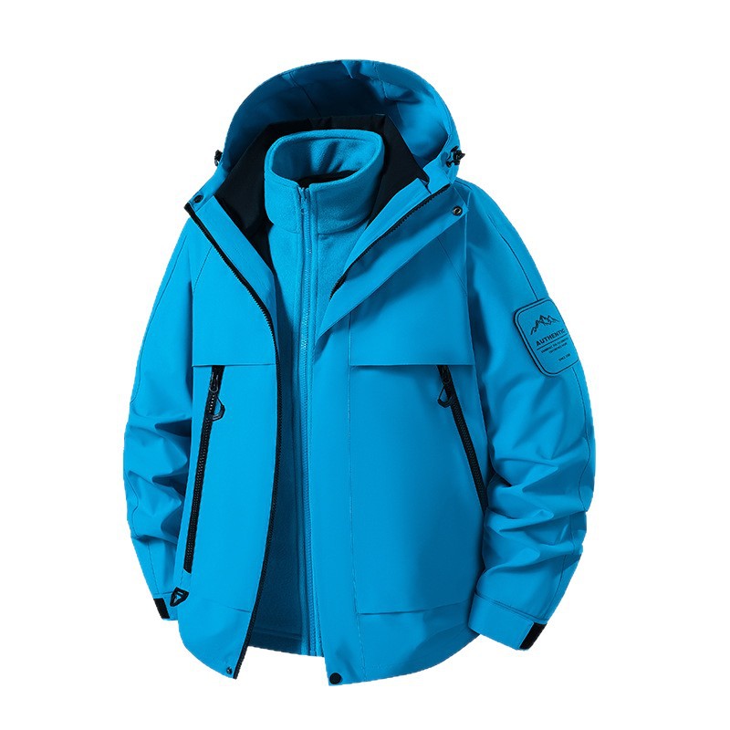 Men's three-piece waterproof outdoor jacket with removable hood and fleece inner jacket Chichicherry