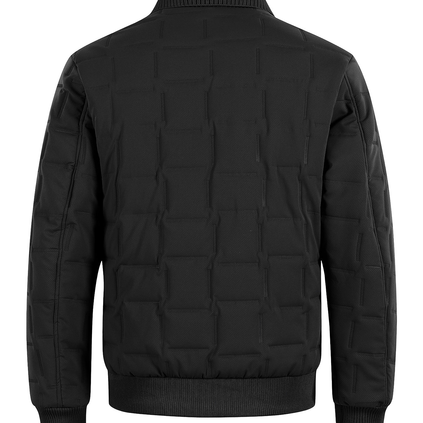Men's Padded Bomber Jacket with Ribbed Collar and Square Quilting Chichicherry