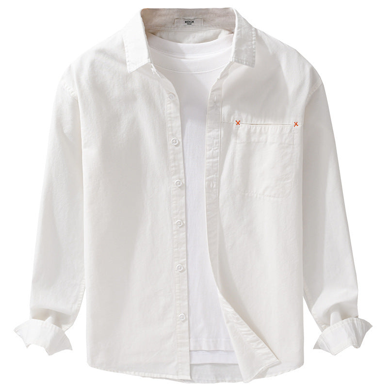 Men's Lightweight Cotton Layering Overshirt with Tonal Chest Pocket and Soft-Touch Finish Chichicherry