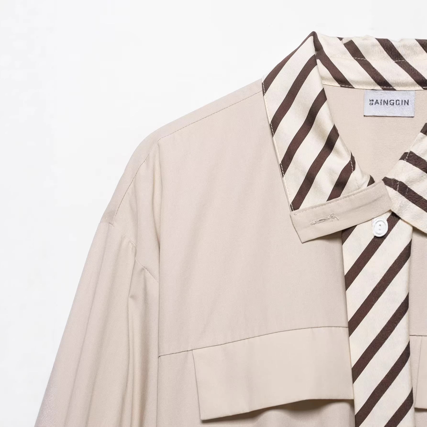 Women's Oversize Blouse with Balloon Sleeves and Scarf Collar Chichicherry